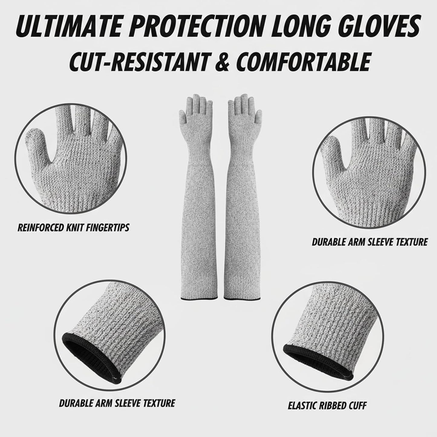 Cat Gloves Bite Proof, Cat Grooming Supplies, 15.74 in Cat Mittens to Prevent Scratching, Extra-Long Durable Bite Resistant Gloves, Bite Proof Gloves for Pet Grooming, Nail Trimming & Arm Protection