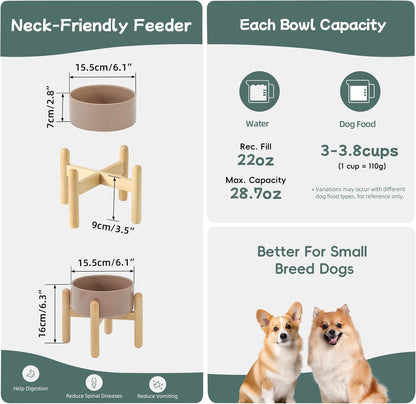 Havniva 8.3inch Ceramic Raised Dog Bowl with Stand, Elevated Dog Bowls for Large Breed Dog Food and Water Bowl Non-Slip Dog Dish Large Capacity Feeding Pet Water Bowl