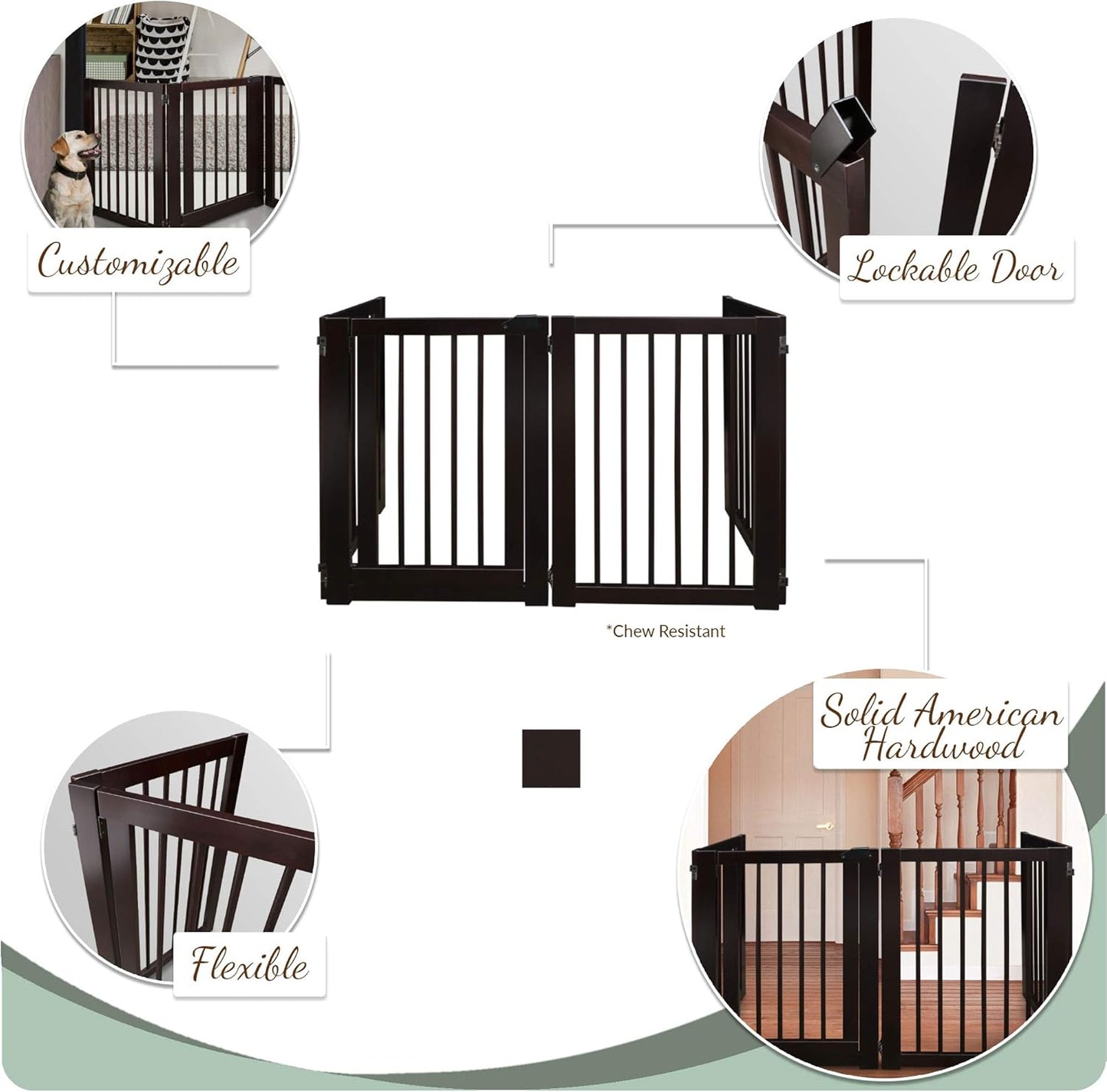 American Trails Freestanding Wooden Pet Gate with Door