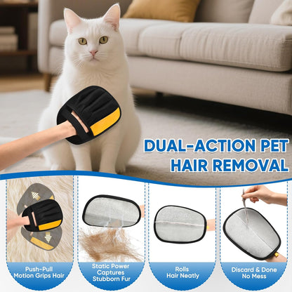 Upgraded Pet Hair Removal Glove, Electrostatic Five-Finger Reusable Pet Hair Remover for Couch, Car Seats, Clothing & Furniture, Dog Cat Fur Grooming Mitt for Laundry & Carpet