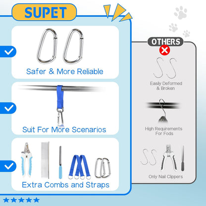 Supet Dog Grooming Hammock Harness for Dogs Cats, Relaxation Pet Nail Clipper Hammock, Restraint Dog & Small Animal Leashes Sling for Groomingk for Nail Trimming (Coral Blue, S)