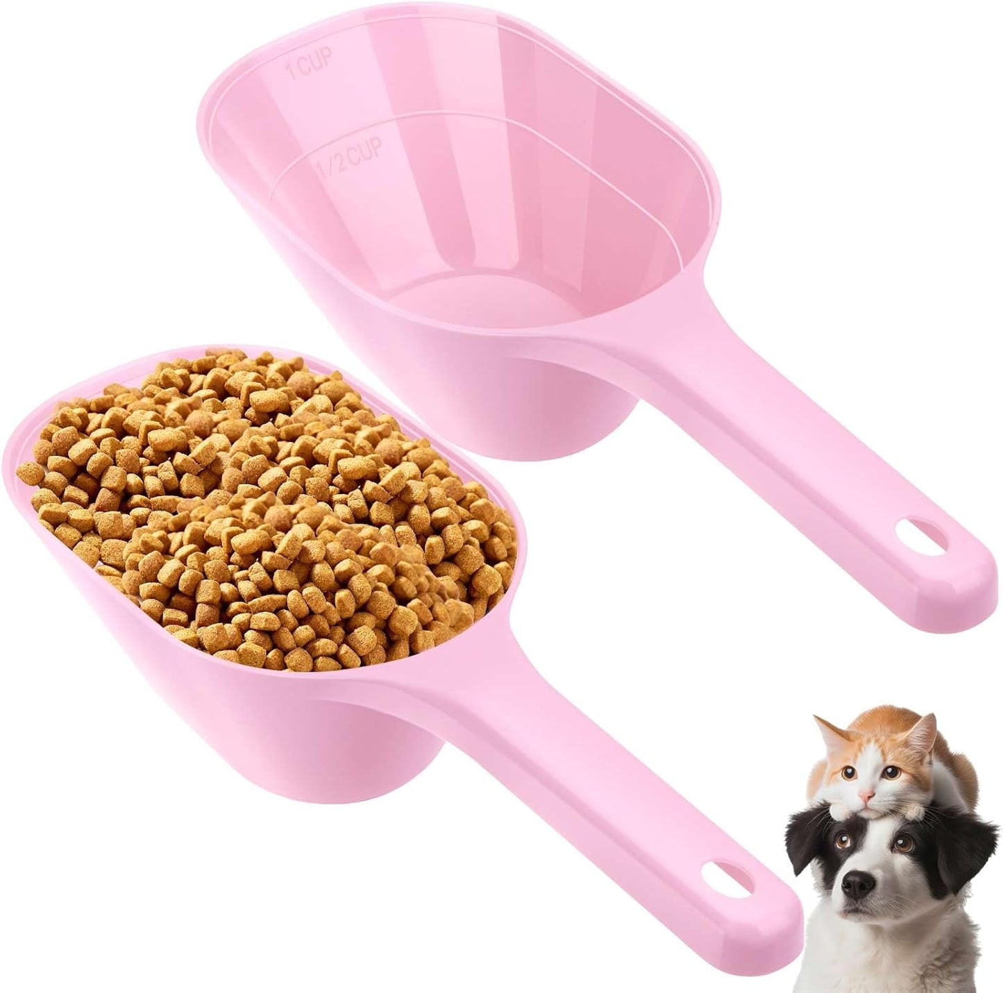 2 PACK Dog Food Scoop,1 Cup Capacity Pet Food Scoop With Measuring Lines For Dog, Puppy and Cat (Black)