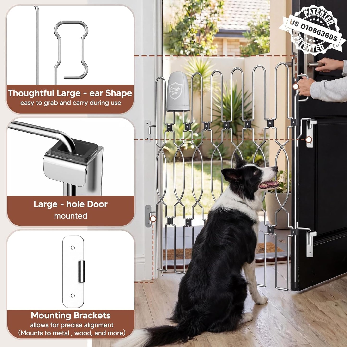 Snagle Paw Extra Tall Metal Retractable Door Barrier, 28.4" Wide 35" Tall Safety Dog Gate for Front Door,Easy Install Retractable Pet Gate for Recreational Vehicle,Doorways
