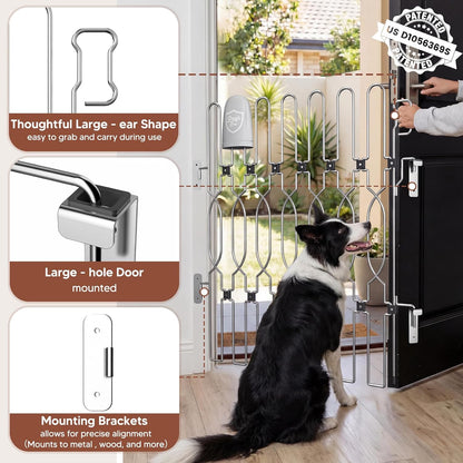 Snagle Paw Extra Tall Metal Retractable Door Barrier, 28.4" Wide 35" Tall Safety Dog Gate for Front Door,Easy Install Retractable Pet Gate for Recreational Vehicle,Doorways