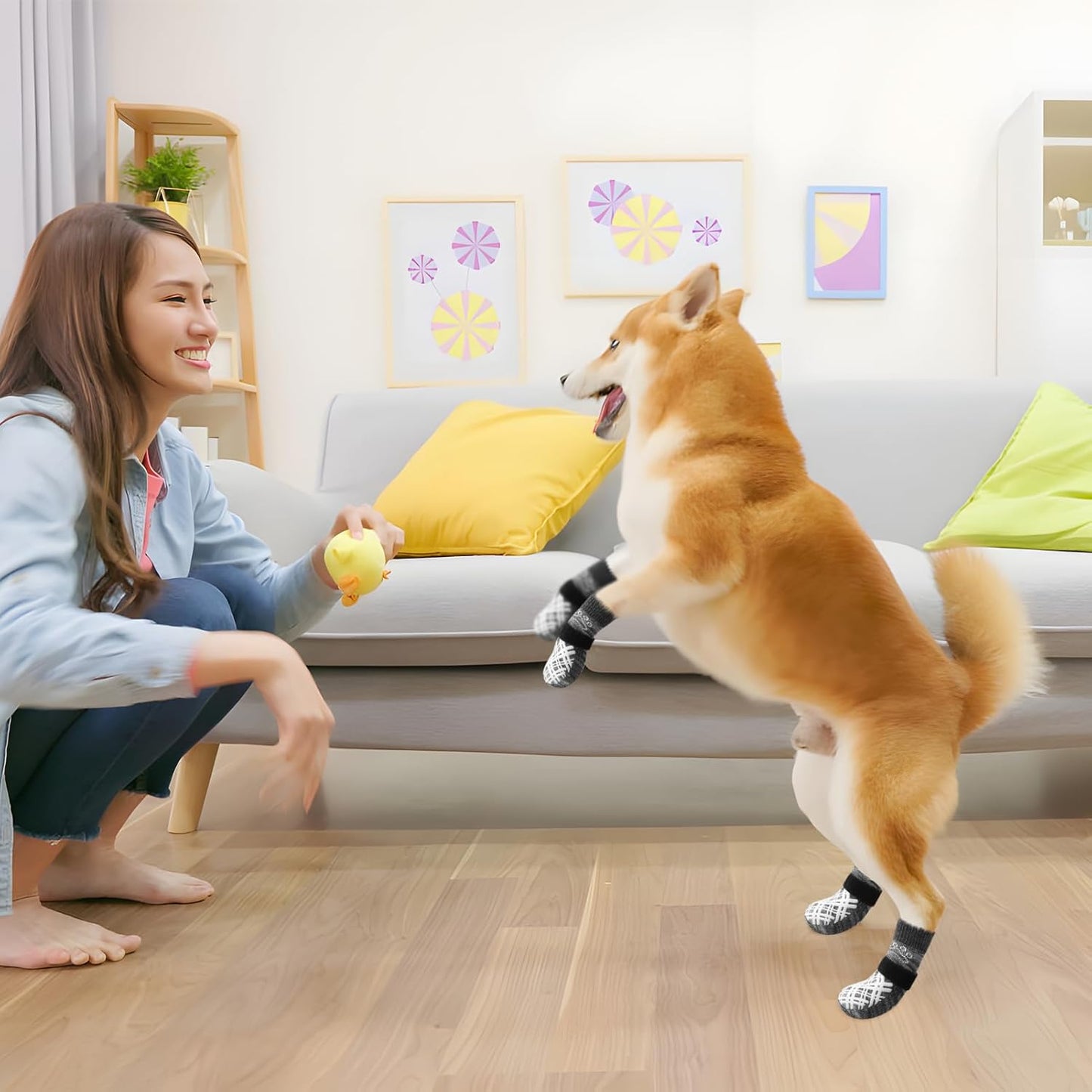 BEAUTYZOO Dog Socks to Prevent Licking Paws -Dog Shoes for Hot Pavement & Hardwood Floors Anti Slip, Traction Control Boots & Paw Protectors with Double Side Grips for Small Medium Large Senior Dogs