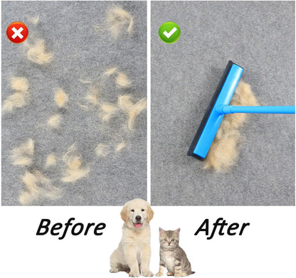 Pet Hair Removal Broom, Pet Hair Removal Tool, Multi-Surface Squeegee Rubber Broom, Rubber Broom Pet Hair Remover, Extendable Pet Hair Remover Broom for Carpet, Mats,Couch (Black)