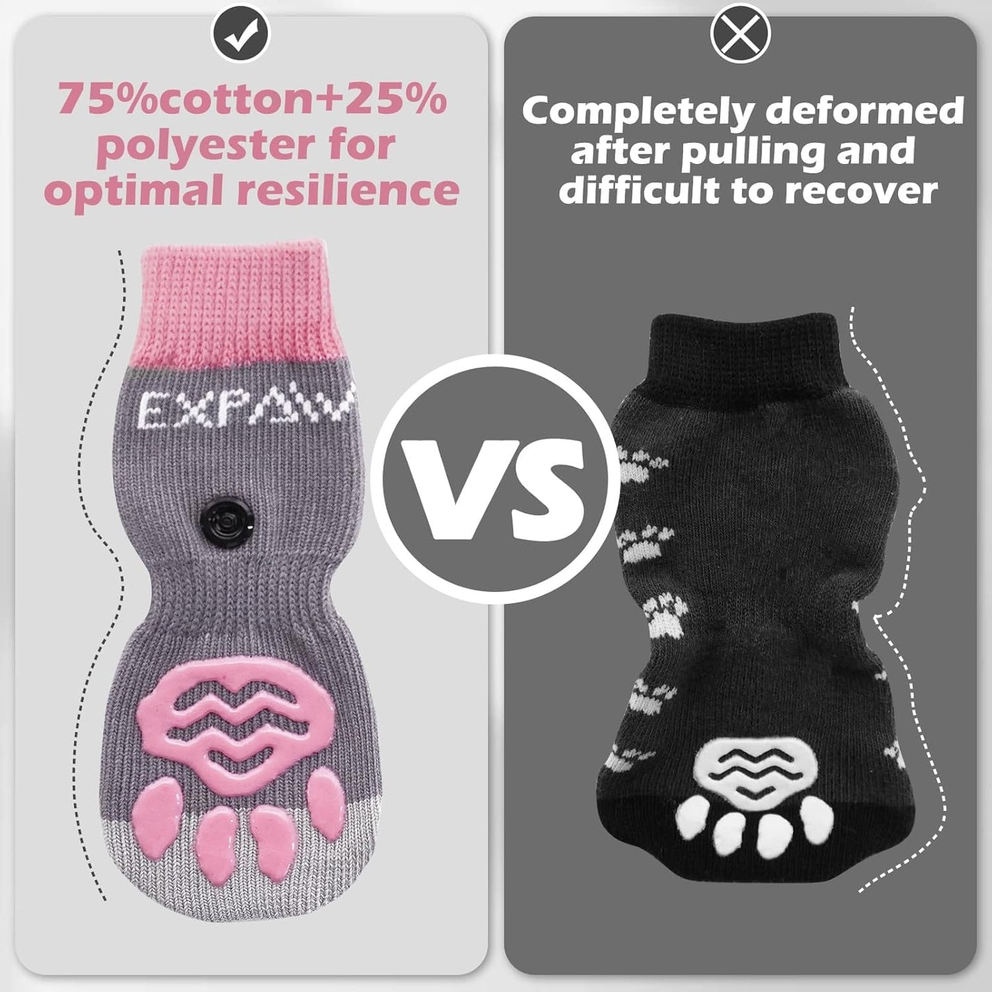 EXPAWLORER 6Pcs Anti-Slip Dog Socks to Prevent Licking Paws,Dog Shoes for Hot Pavement,Dog Booties Traction Control on Hardwood Floor,Boots & Paw Protectors, for Puppy Small Medium Large Senior Dogs