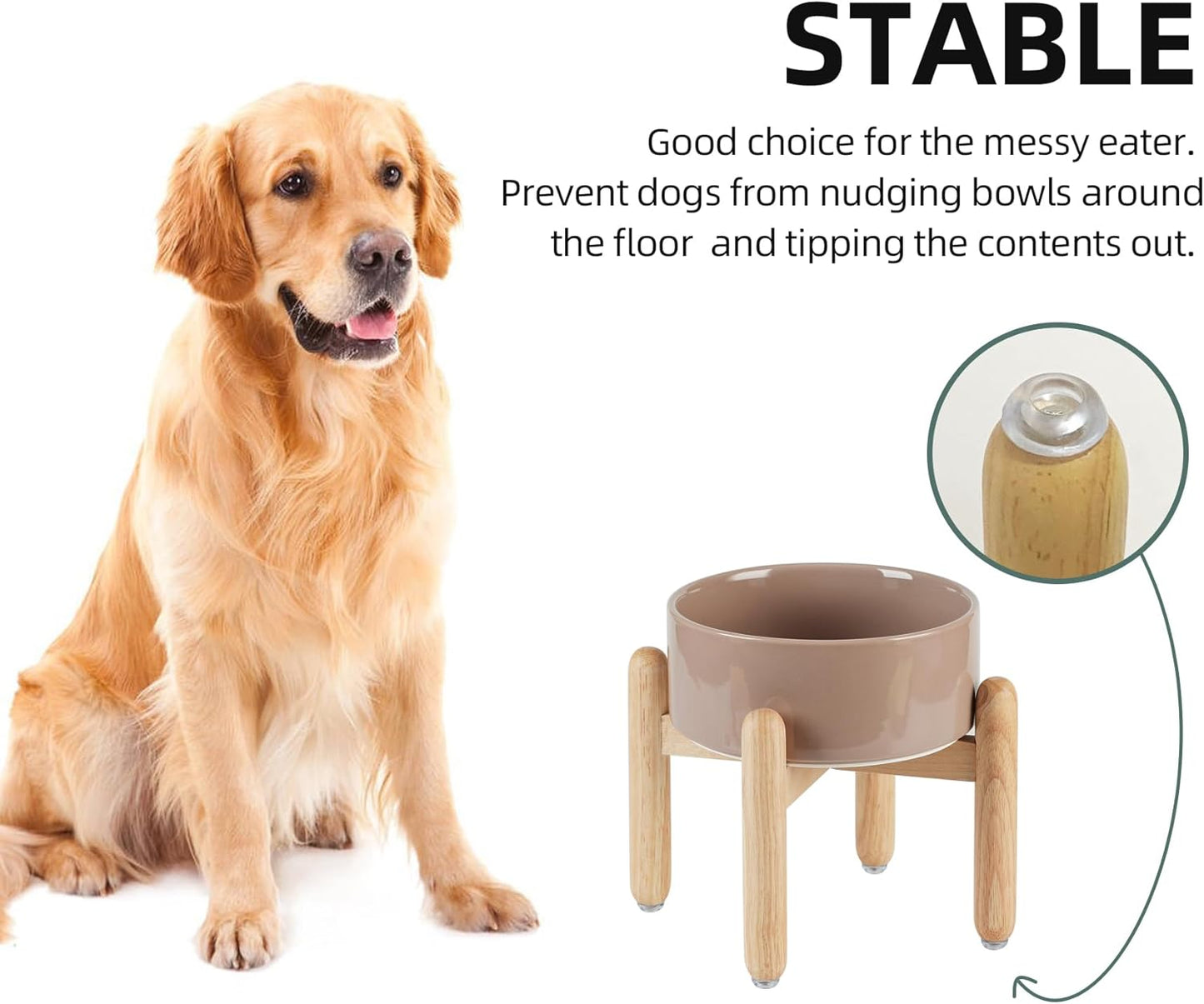 Havniva 8.3inch Ceramic Raised Dog Bowl with Stand, Elevated Dog Bowls for Large Breed Dog Food and Water Bowl Non-Slip Dog Dish Large Capacity Feeding Pet Water Bowl