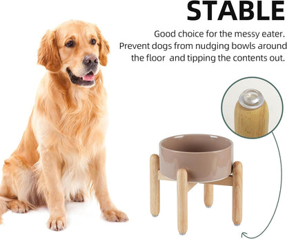 Havniva 8.3inch Ceramic Raised Dog Bowl with Stand, Elevated Dog Bowls for Large Breed Dog Food and Water Bowl Non-Slip Dog Dish Large Capacity Feeding Pet Water Bowl