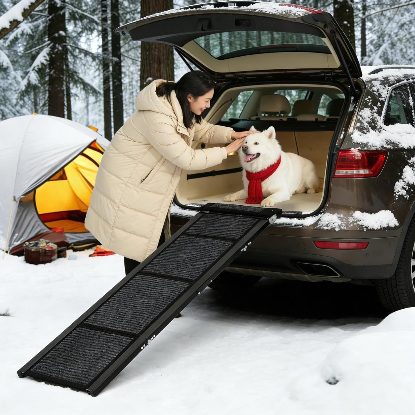 Garvee 20" Extra Wide Folding Dog Ramp for Car, 71" Long Heavy Duty Non-Slip Portable Pet Ramp, Large Dogs Up to 250 lbs, Outdoor & Indoor Use