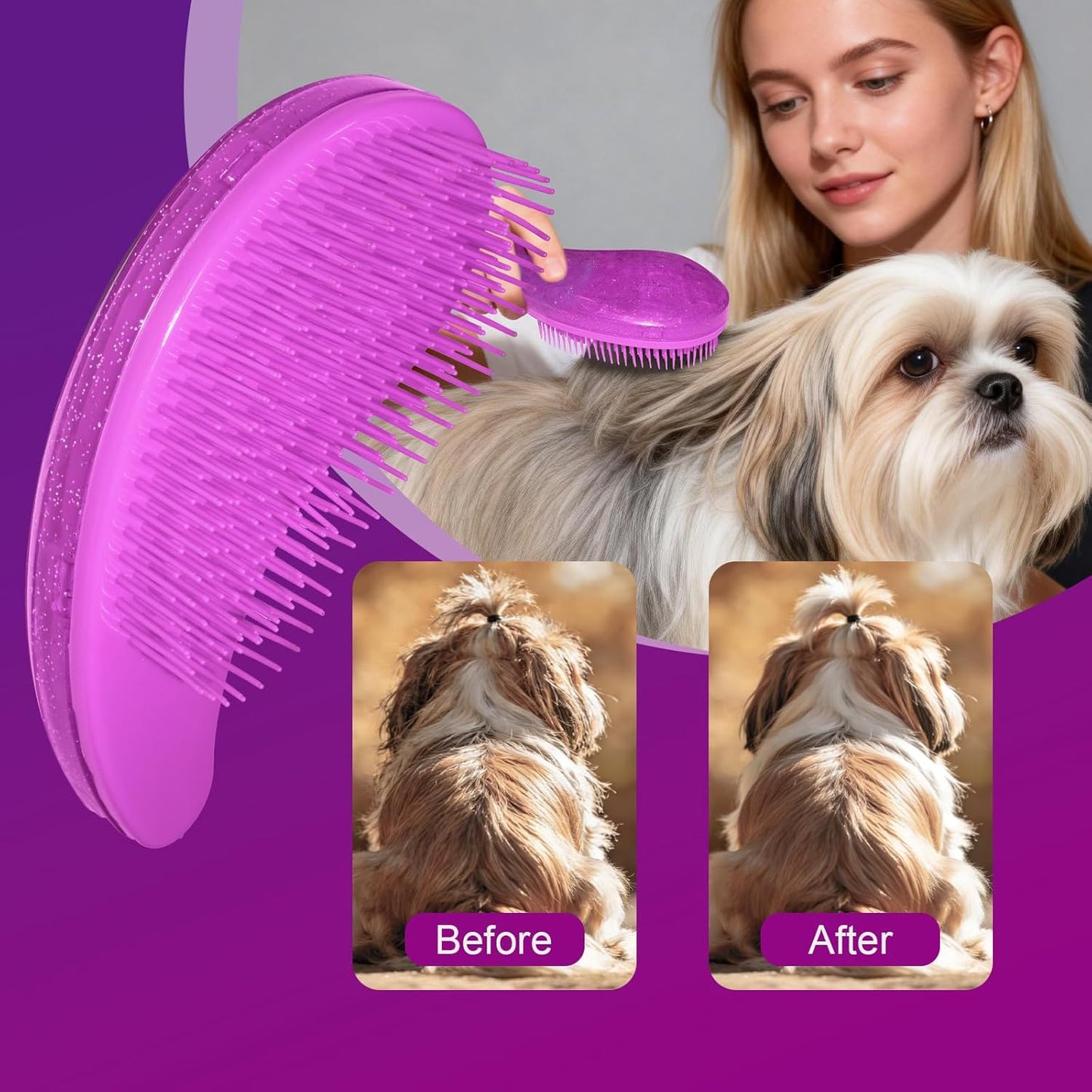 Small Dog Brush- Grooming Tool for Teddy, Yorkies, Maltese, Shih Tzu, Chihuahua - Puppy Hair Brush (Blue)