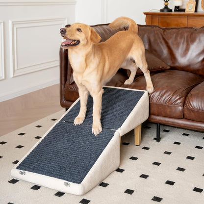 3-in-1 Dog Ramp 18.9"×17.7"×18.9" with Storage – Pet Stairs for Senior & Injured Dogs & Cats, Hidden Storage Footstool, Ottoman Anti-Slip, Supports 220 lbs for Beds & Sofas (Blue-pro)