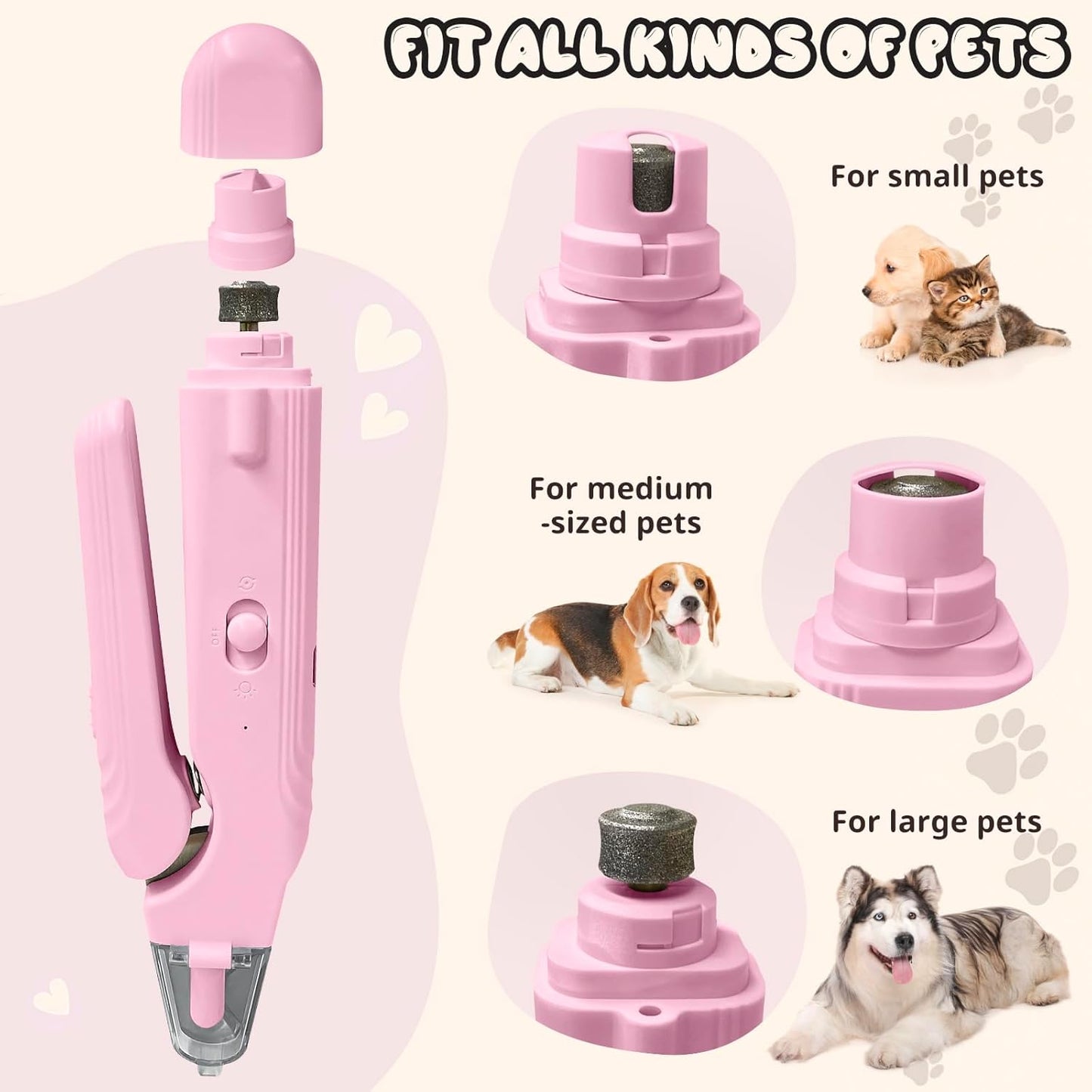 2-in-1 Dog Nail Trimmers & Dog Nail Grinder, Dog Nail Clippers with 2 LED Lights & Safety Guard, USB Rechargeable, Multiple Grinding Methods for Small, Medium, and Large Dogs & Cats (Green)