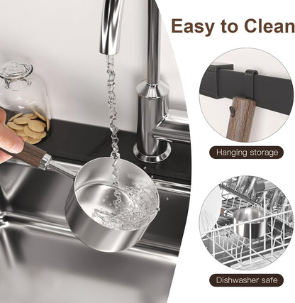 Dog-Cat Food-Scoop Measuring-Cup - 304 stainless steel material.1-Cup capacity. Precision scale measurements