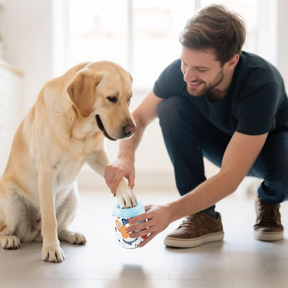 Dog Paw Cleaner Cups for Dogs Pet Foot Washer Paw Scrubber for Medium Small Dogs Cats Cleaning Cup Cute Yellow Fiesta Guitars Cacti and Ethnic Birds