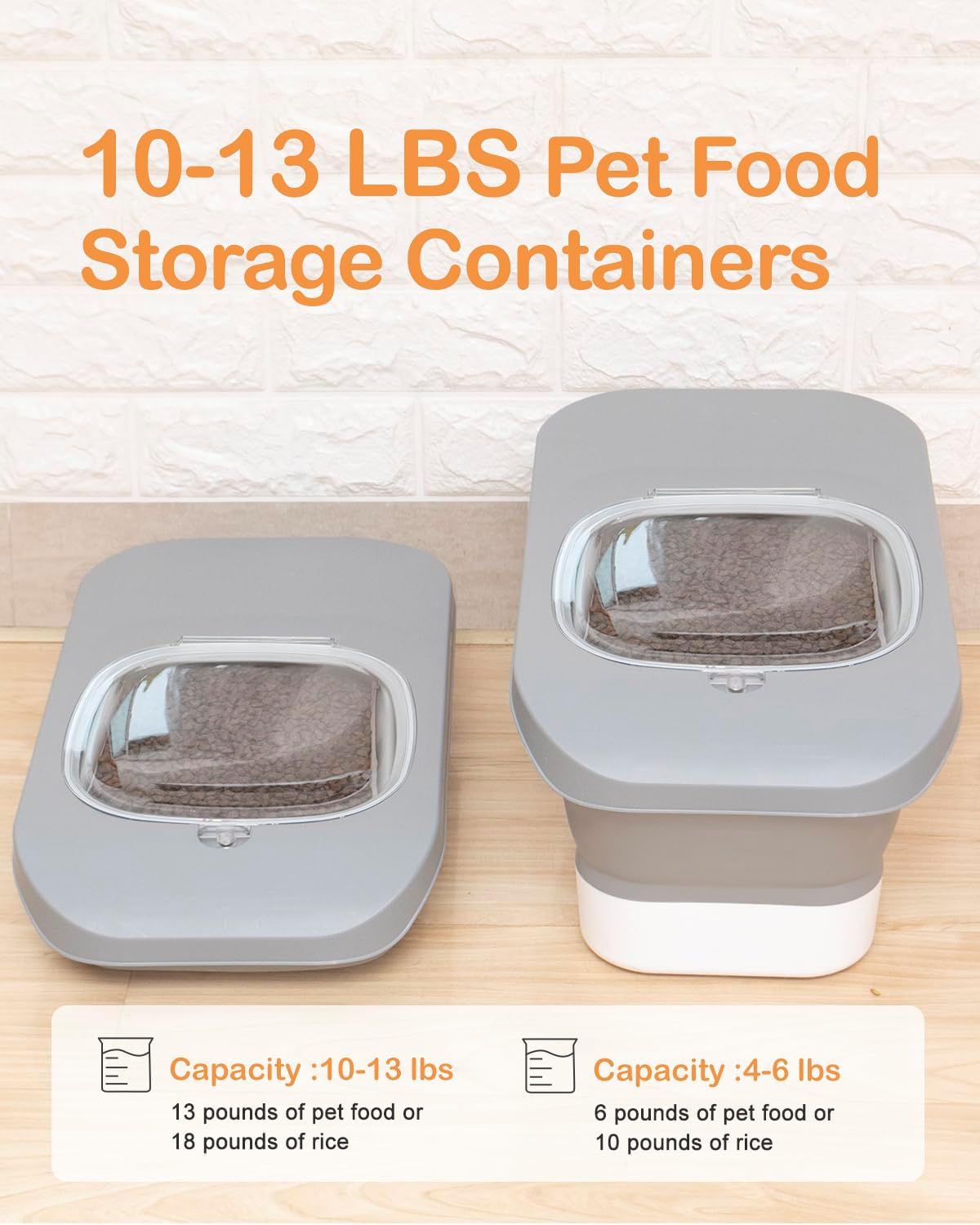 10-13 Lbs Dog Food Stroage Container, Collapsible Dog Food Containers with Airtight Lid, Pet Food Scoop, Pet Food Storage Container Dry Food for Dog, Cat and Other Pets