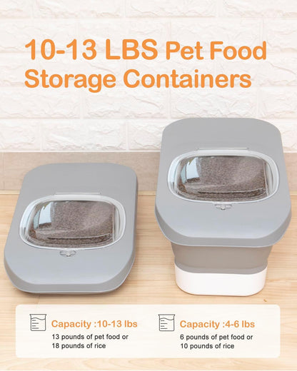 10-13 Lbs Dog Food Stroage Container, Collapsible Dog Food Containers with Airtight Lid, Pet Food Scoop, Pet Food Storage Container Dry Food for Dog, Cat and Other Pets