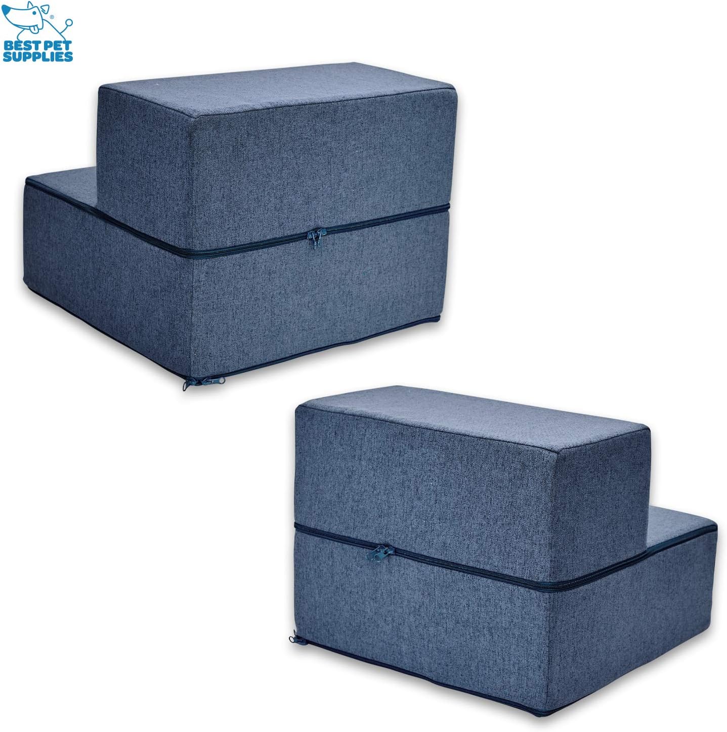 Best Pet Supplies Dog Stairs & Steps - Foam Steps for Small Dogs & Cats, Non-Slip Indoor Balanced Pet Step Support, Dog Ramp, No Assembly, Pale Teal, 3-Step (13.5-inch Height)