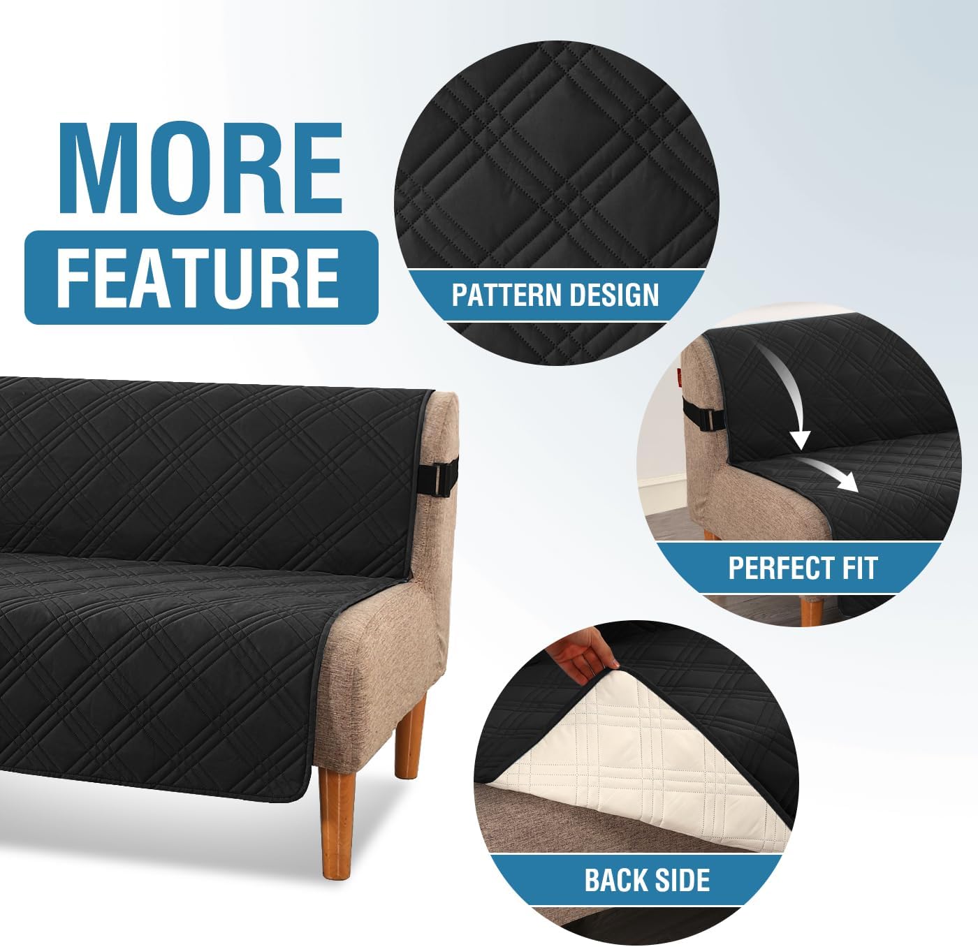 H.VERSAILTEX 100% Waterproof Slipcovers for Couches and Sofas Modern Pet Couch Cover Thick Soft Furniture Protector with Elastic Straps(Sofa, Lily Pad/Beige)