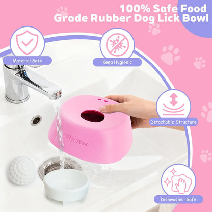 Yipetor Slow Feeder Dog Bowls for Liquid Treat, 【Enrichment Ball-Roll】 Bone Broth Dog Lick Bowl, 3/4 Cup Yogurt Pup Lick Toy for Large Medium Small Breeds Dietary Supplement/Post-op Nutrition