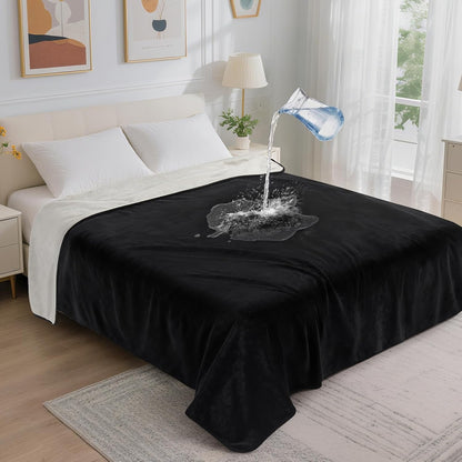 LOOBANI Waterproof Blanket for Bed: Reversible Soft Flannel Twin Bed Blanket 60" x 80", Leakproof Throw Spill-Proof Dog Pet Blanket for Couch Cover, Movie Time, Camping, Travel, Grey