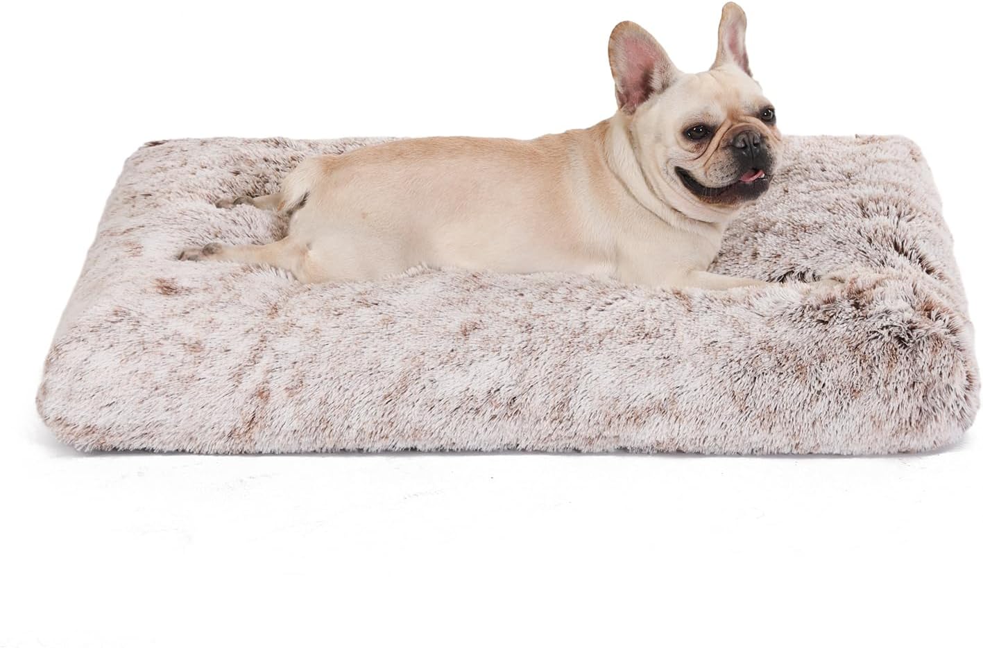 Bedfolks Waterproof Dog Crate Bed, Plush With Removable Washable Cover, Faux Fur Crate Pad for Medium Dogs, Fluffy Kennel 29"x21", Dark Grey