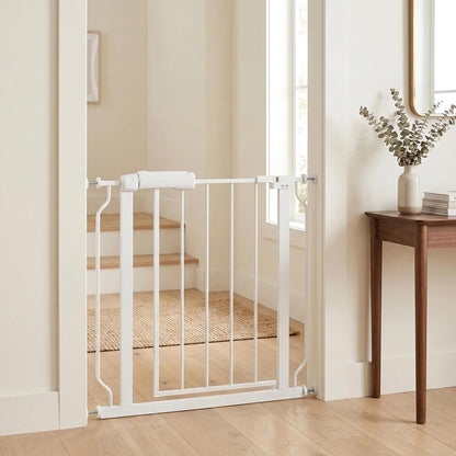 Extra Wide Baby Gate 85.8-90.5" Dog Gate Indoor Pressure Mounted No Drill Safety Gate for Large Entries, Kitchen,Stairs & Doorways, Black Metal Indoor Pet Gate for Kids & Dogs