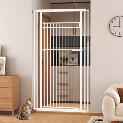 78.8" Extra Tall Pet Gate for Cat/Dog, 32.8-37.4" Wide Tall Cat Gate for Doorways/Hallways, NO Drilling Pressure Mounted Dog Gate for Stairs, Studio, Kitchen (Black)