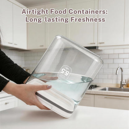 6 lbs Airtight Dog Cat Food Storage Container and Dog Treat Containers BPA-Free, PET Clear Stackable Pet Storage Bin, 1-Cup Scoop, 1-Sponge cleaning brush, Pop Top, With handle, Easy Mobility-Medium