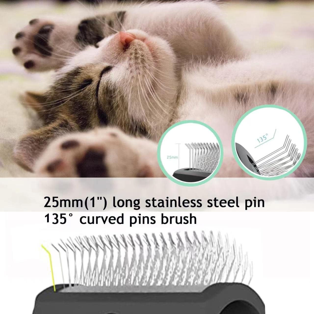 Large Slicker Brush for Dogs,Cats,Extra Long Pin Shedding Brush for Long Haired Dog,Cat, Pet Grooming for Thick Undercoat Curly Hair,25mm(1"),Green