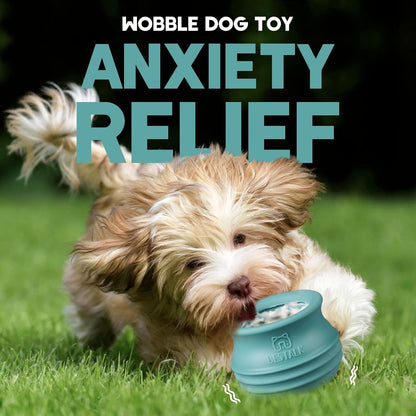 Dog Enrichment Treat Toy, Long-Lasting Wobbly Interactive Freeze Lick Toys for Dogs, Stuffable Puzzle Feeder Toy for Boredom, Silicone Treat Dispensing Chew Toy (Baby Blue,S)