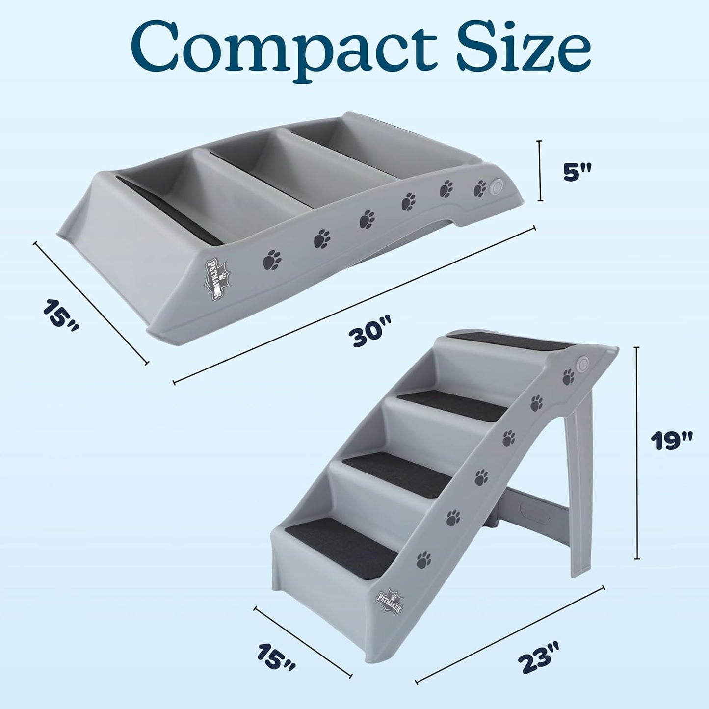 Pet Stairs - Home and Vehicle Foldable Nonslip Dog Steps with 4-Step Design - For Puppies, Kittens, and Other Small Pets by PETMAKER (Tan)