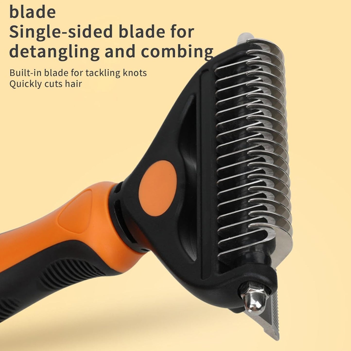 Pet Undercoat Rake, Non-Slip Handle, 17.3x10x4.3cm, Pet Grooming Tool, Dog Dematting Comb, Safety Tips Design, for Thick Coat, Puppy and Kitten Grooming