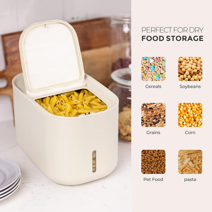 Zuutii Rice Storage Container,Food Container, Dry Food Storage, 7.2lbs Pet Food Dispenser, 11lbs Large Storage Bin with Lid,Silicone Ring & Moisture Proof, for Grain Cereal Soybean Corn, Dark Gray