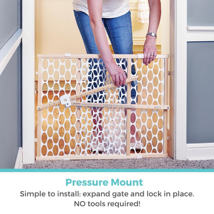 Toddleroo by North States - Quick-Fit Oval Mesh Wooden Baby Gate: Pressure Mounted Baby Gate for Doorways - Adjustable 26.5 to 42 Inches Wide - 23 Inches Tall