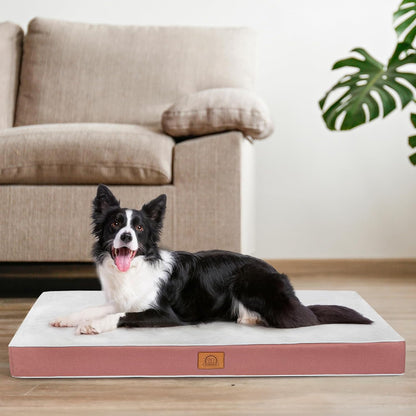 Sunheir Washable Large Dog Bed Covers Soft Plush Replacement, Waterproof Dog Bed Liner, Pet Bed Cover with Zipper 35x22x3 Inches, Grey, Cover Only