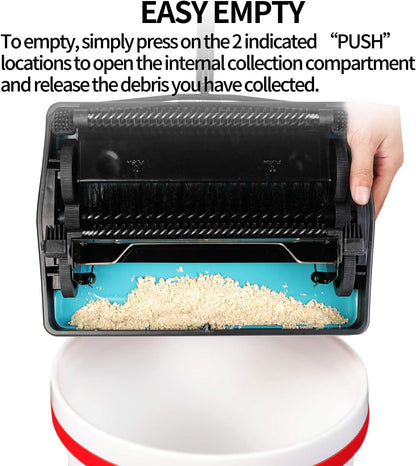 Yocada Carpet Sweeper Cleaner for Home Office Low&Undercoat Carpets Rugs Pet Hair Dust Scraps Paper Small Rubbish Cleaning with a Brush Blue