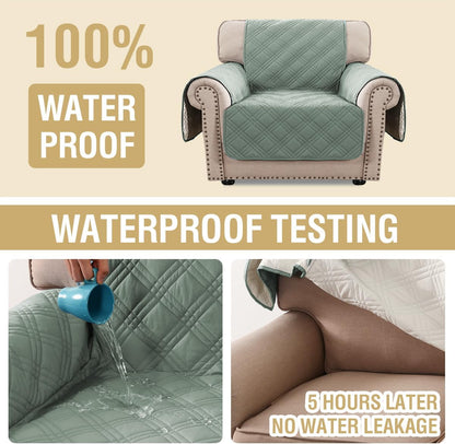 H.VERSAILTEX 100% Waterproof Slipcovers for Couches and Sofas Modern Pet Couch Cover Thick Soft Furniture Protector with Elastic Straps(Sofa, Lily Pad/Beige)