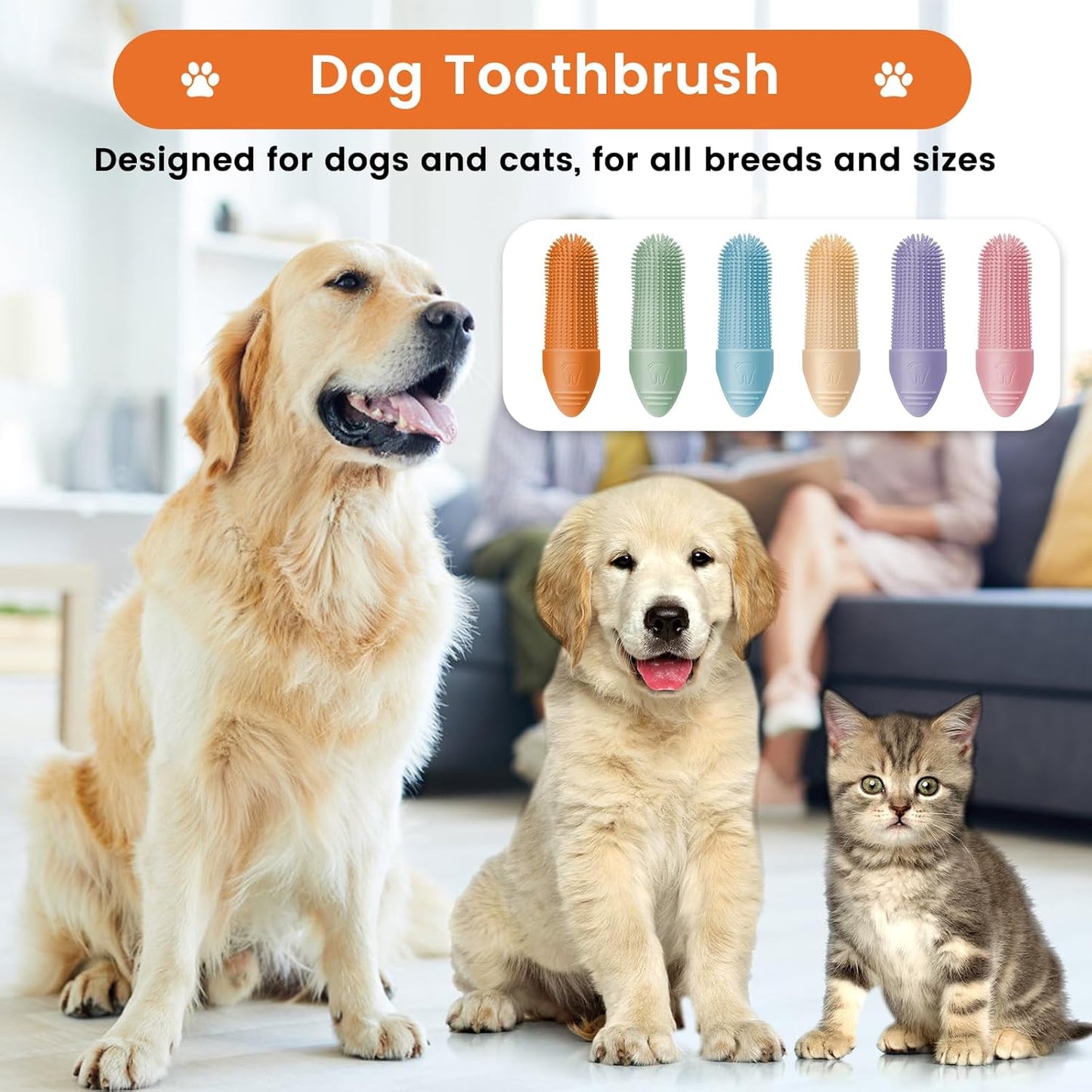 Dog Toothbrush, 6 Pack for Cats and Dogs, 360 Cleaning Finger Toothbrush Small Breed with Individual Package, Soft and Durable