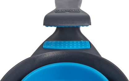 Dexas Pets Collapsible KlipScoop Collapsible Dry Dog Food Scoop and Dog Food Bag Clip, 1 Cup Capacity, Pro Blue