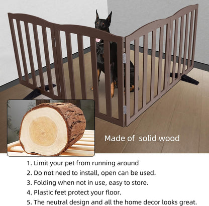ZJSF Foldable Freestanding Indoor Dog Gate for House Wood White Long Pet Gates Dog Fence for Stairs Puppy Gates for Hallways,Pet Fence, Puppy Gate,Support Feet Included 24 "Height-3 Panels