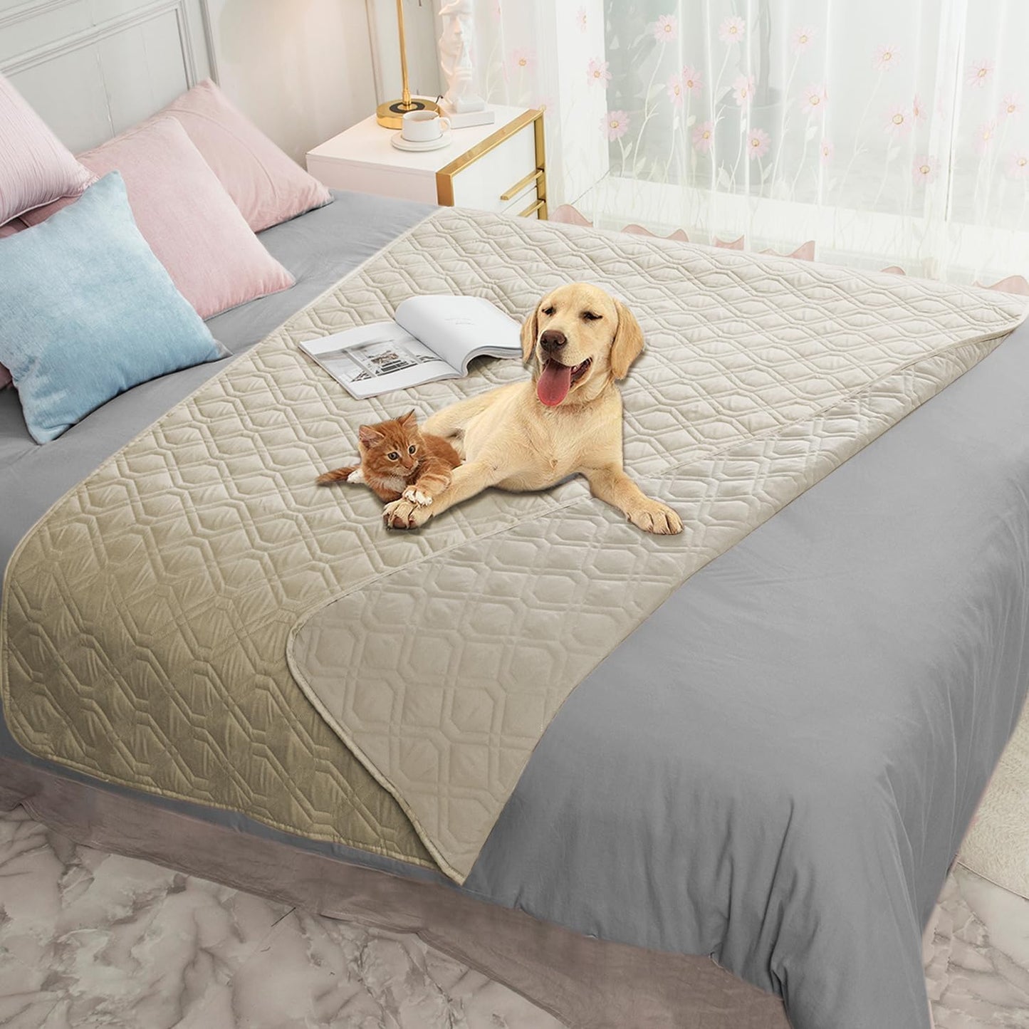 Ameritex Waterproof Dog Bed Cover Pet Blanket for Furniture Bed Couch Sofa Reversible - Colors B