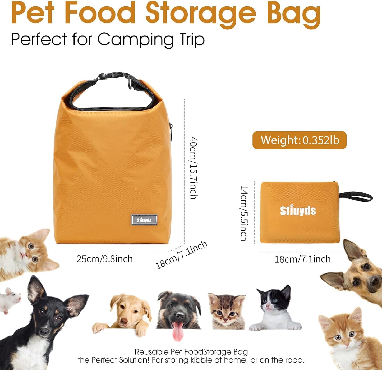 Travel Dog Food Container Pet Food Storage Bag Containers 2PCS Collapsible Travel Dog Bowls Waterproof Camping Storage Essentials Kibble Carrier 20L Easy to Clean (Black, Large)