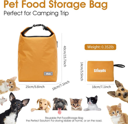 Travel Dog Food Container Pet Food Storage Bag Containers 2PCS Collapsible Travel Dog Bowls Waterproof Camping Storage Essentials Kibble Carrier 20L Easy to Clean (Black, Large)