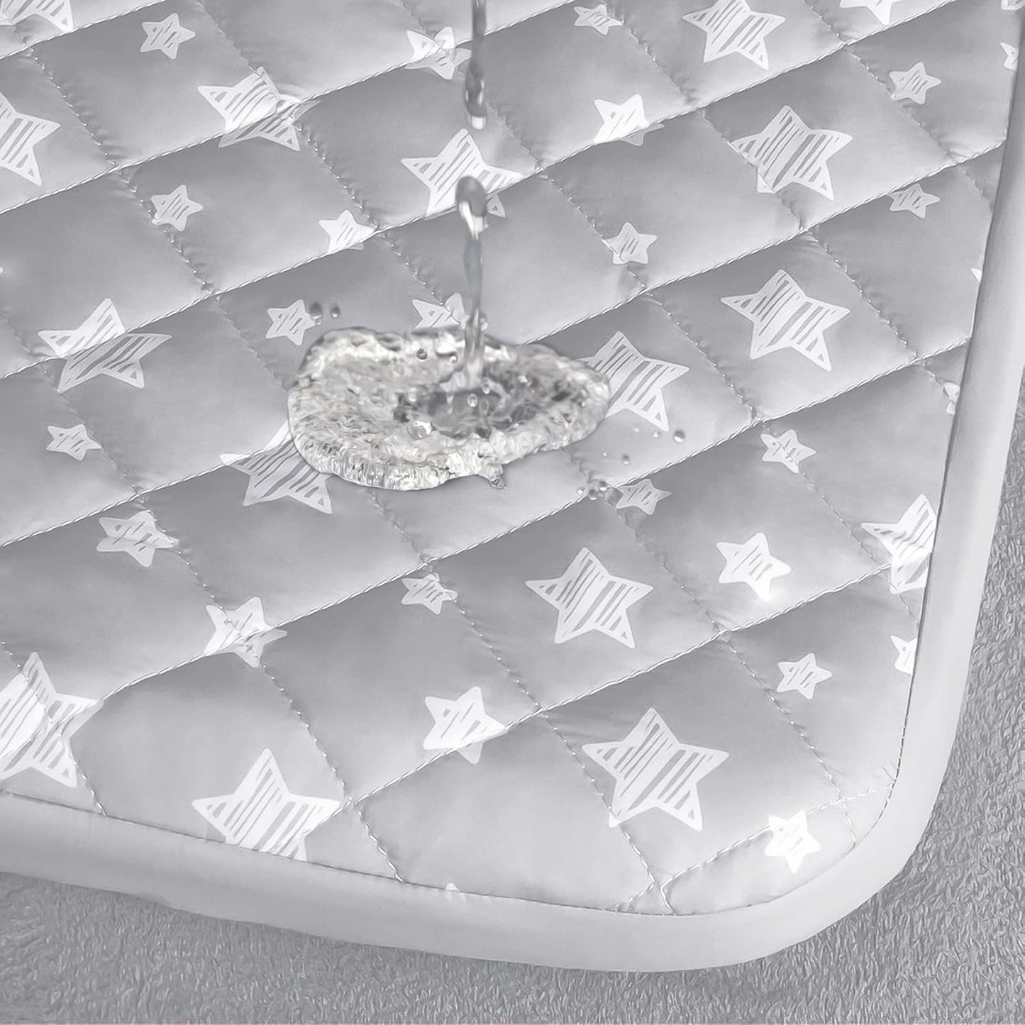Waterproof Dog Bed Covers Replacement Washable Pet Hair Easy to Remove, Noiseless Quilted Puppy Pet Bed Cover Lovely Grey Star Print 29x41 Inches, for Dog/Cat, Cover Only