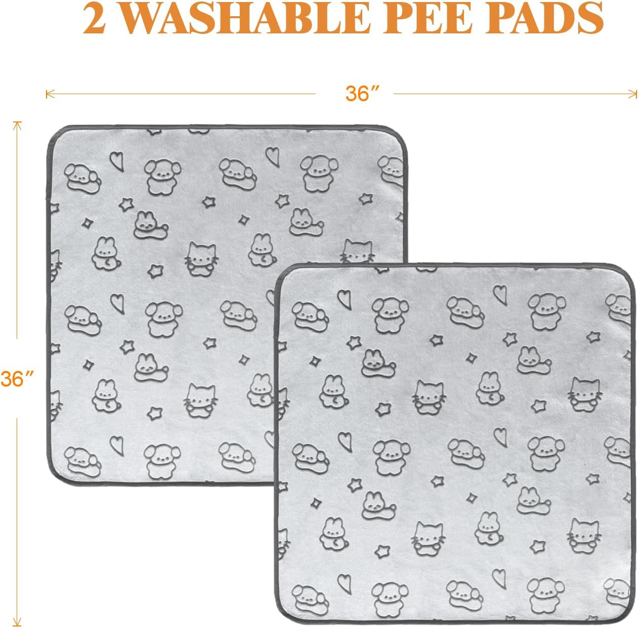 Qeils Reusable Puppy Pads, 2 Pack Washable Pee Pads for Dogs, Waterproof Non Slip Wee Wee pad, Absorbent and Leakproof Training Mats for Potty, Crate, Playpen, Bed, Sofa, 18"x 24"