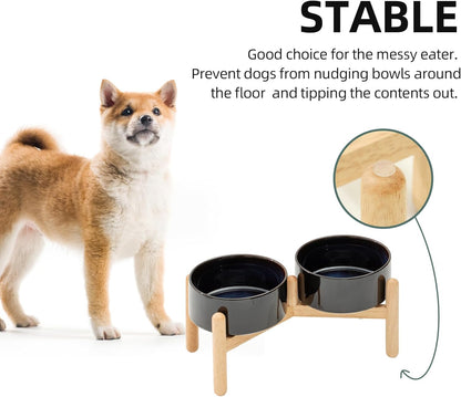 Havniva 8.3inch Ceramic Raised Dog Bowl with Stand, Elevated Dog Bowls for Large Breed Dog Food and Water Bowl Non-Slip Dog Dish Large Capacity Feeding Pet Water Bowl