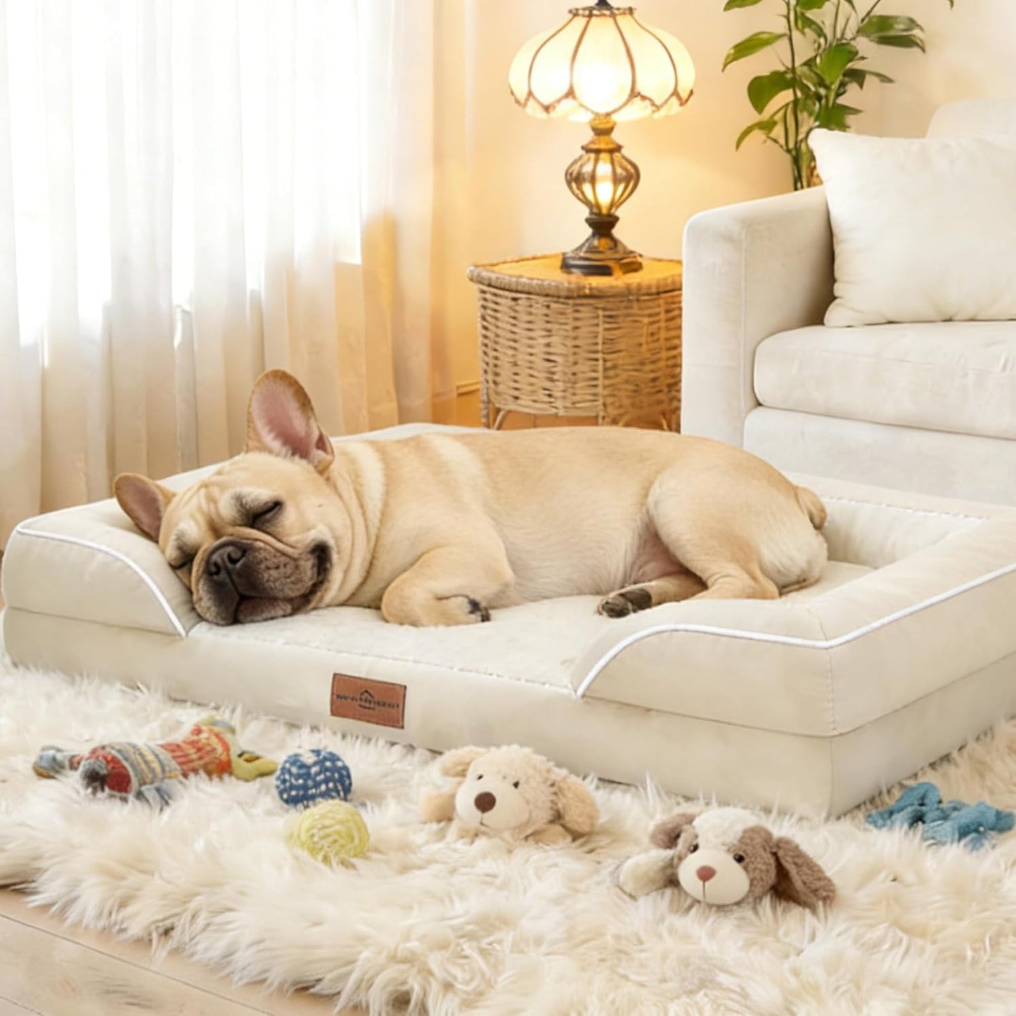 Comfort Expression Orthopedic Dog Bed for Extra Large Dogs 42x30 Inch, Waterproof Egg Crate Foam XL Pet Bed with Removable Bolsters, Dog Couch with Washable Cover & Non-Slip Bottom, Grey - Colors B