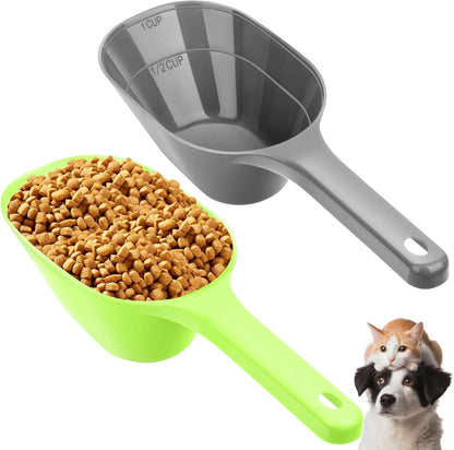 2 PACK Dog Food Scoop,1 Cup Capacity Pet Food Scoop With Measuring Lines For Dog, Puppy and Cat (Black)