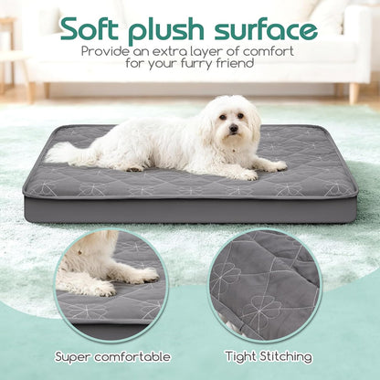 Waterproof Dog Bed Cover Replacement Washable 2 Pack, Soft & Noiseless Quilted Fitted Sheet with Elastic Band, Easy to Clean Dog Bed Sheets Pet Bed Liner for Dog/Cat - 36x27 Inch, Grey, Cover Only